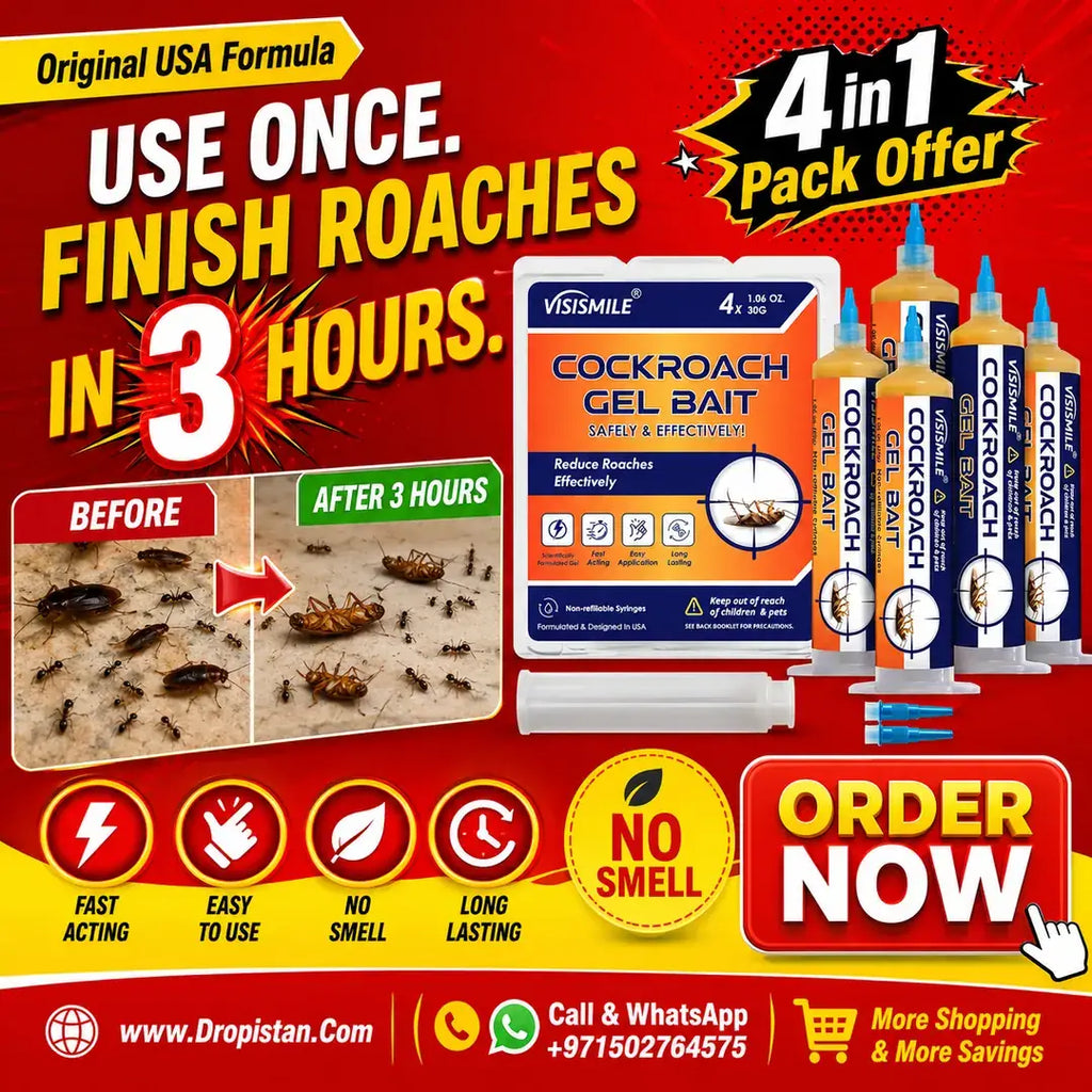 VISISMILE Cockroach Gel Bait 4 in 1 Pack – Original USA Formula | Fast Roach & Ant Control