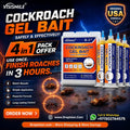 Visismile cockroach gel bait packaging with promotional text on a dark background
Fast Acting Cockroach Killer Gel Bait Home Kitchen
