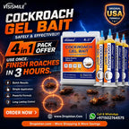 Visismile cockroach gel bait packaging with promotional text on a dark background
Fast Acting Cockroach Killer Gel Bait Home Kitchen
