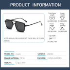 Lenzool 3-In-1 Stainless Steel Clip on Eyeglasses with Spring Hinge, Suitable for Driving