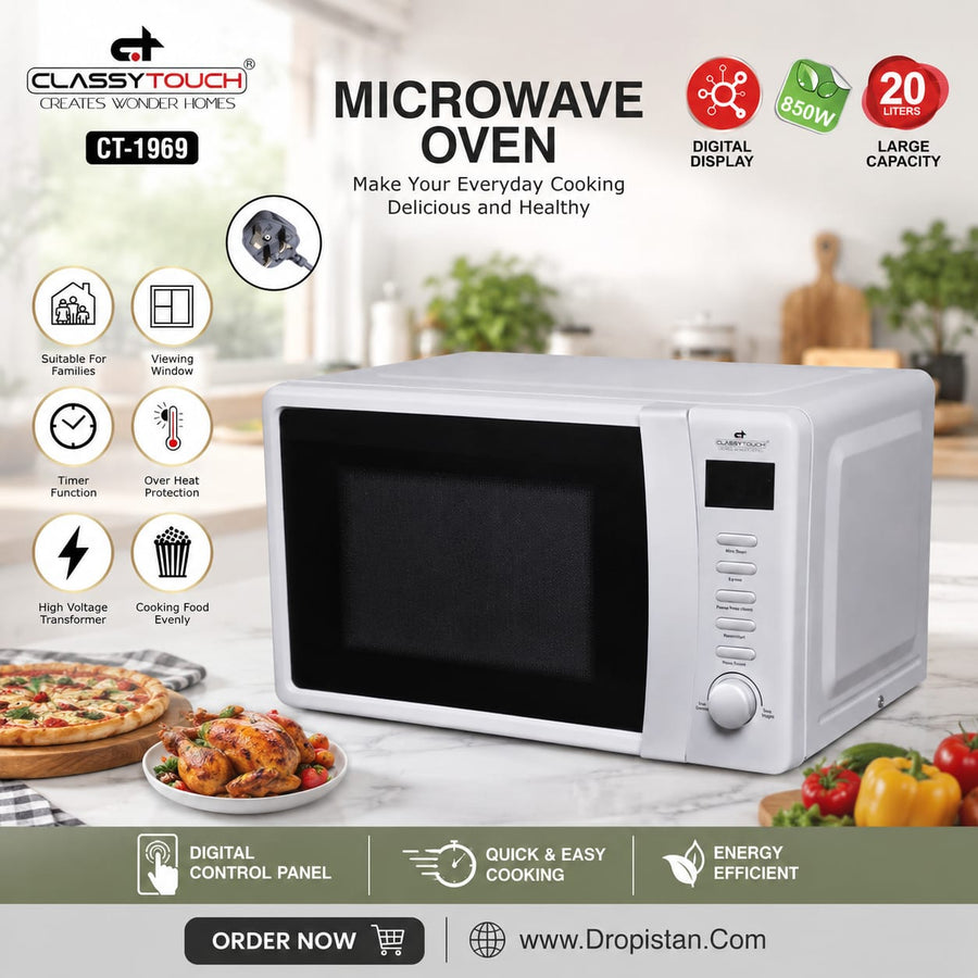 Digital Microwave Oven 20L | 850W Countertop Microwave with Digital Display