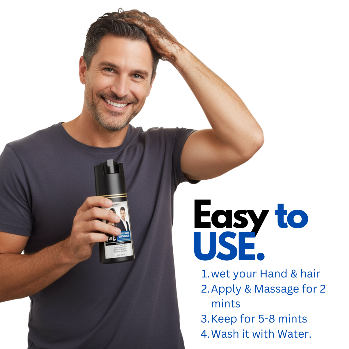 Baspari 3-in-1 Hair Color Dye Shampoo | For Men & Women (500ml)