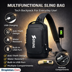 Anti-Theft Sling Bag with USB Charging Port | Waterproof Crossbody Tech Backpack for Men