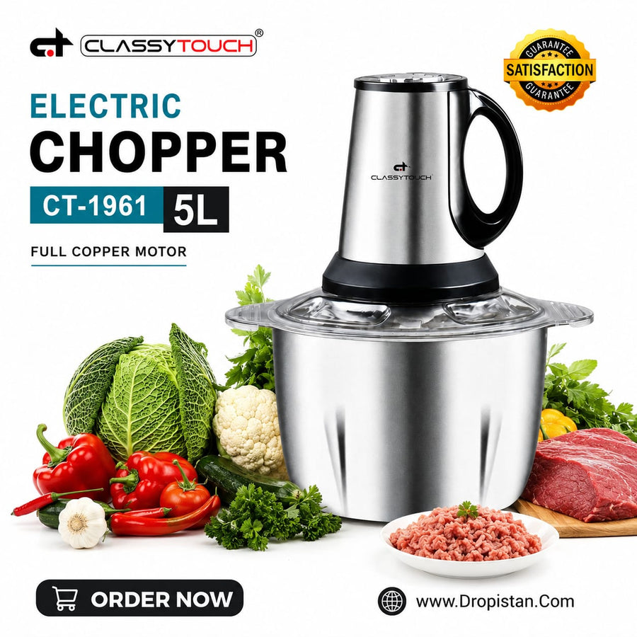 Electric Food Chopper 5L | 850W Stainless Steel Meat Grinder & Vegetable Processor