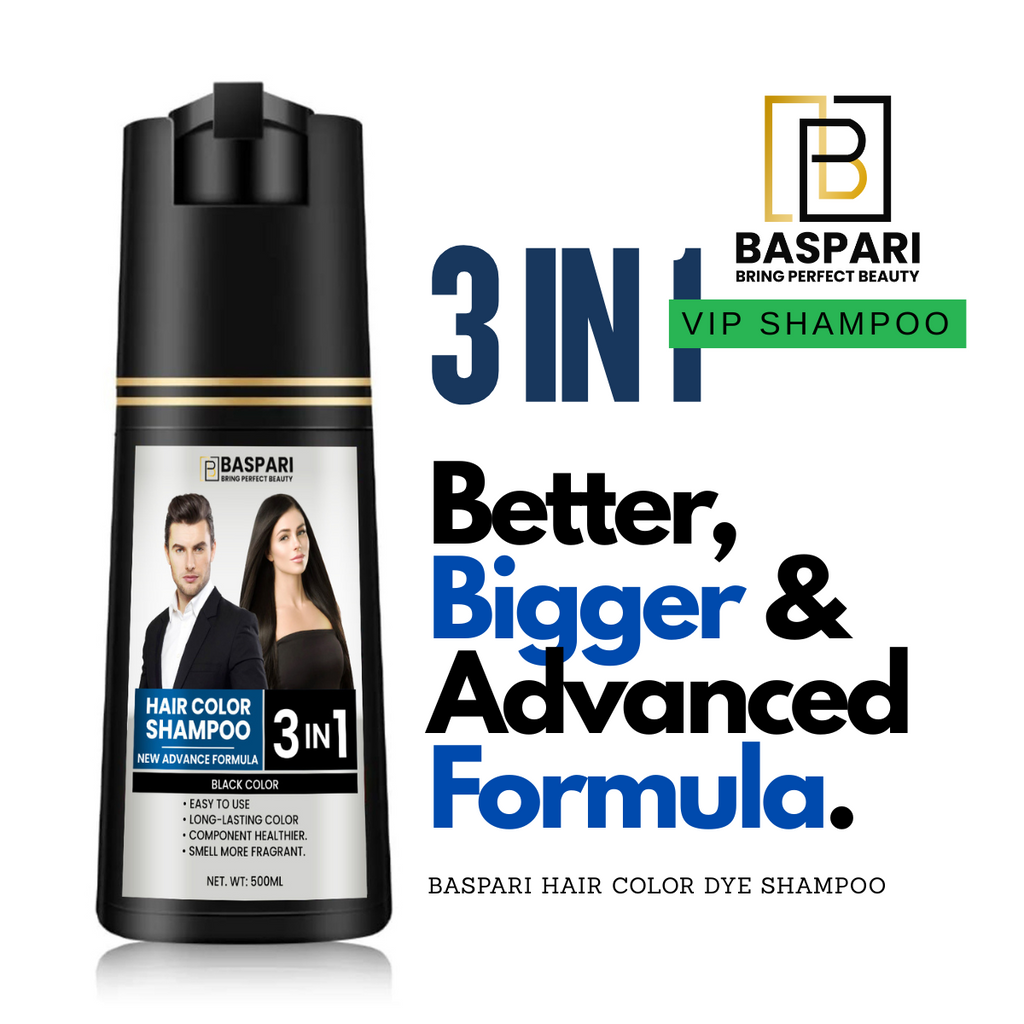 Baspari 3-in-1 Hair Color Dye Shampoo Men & Women (500ml)