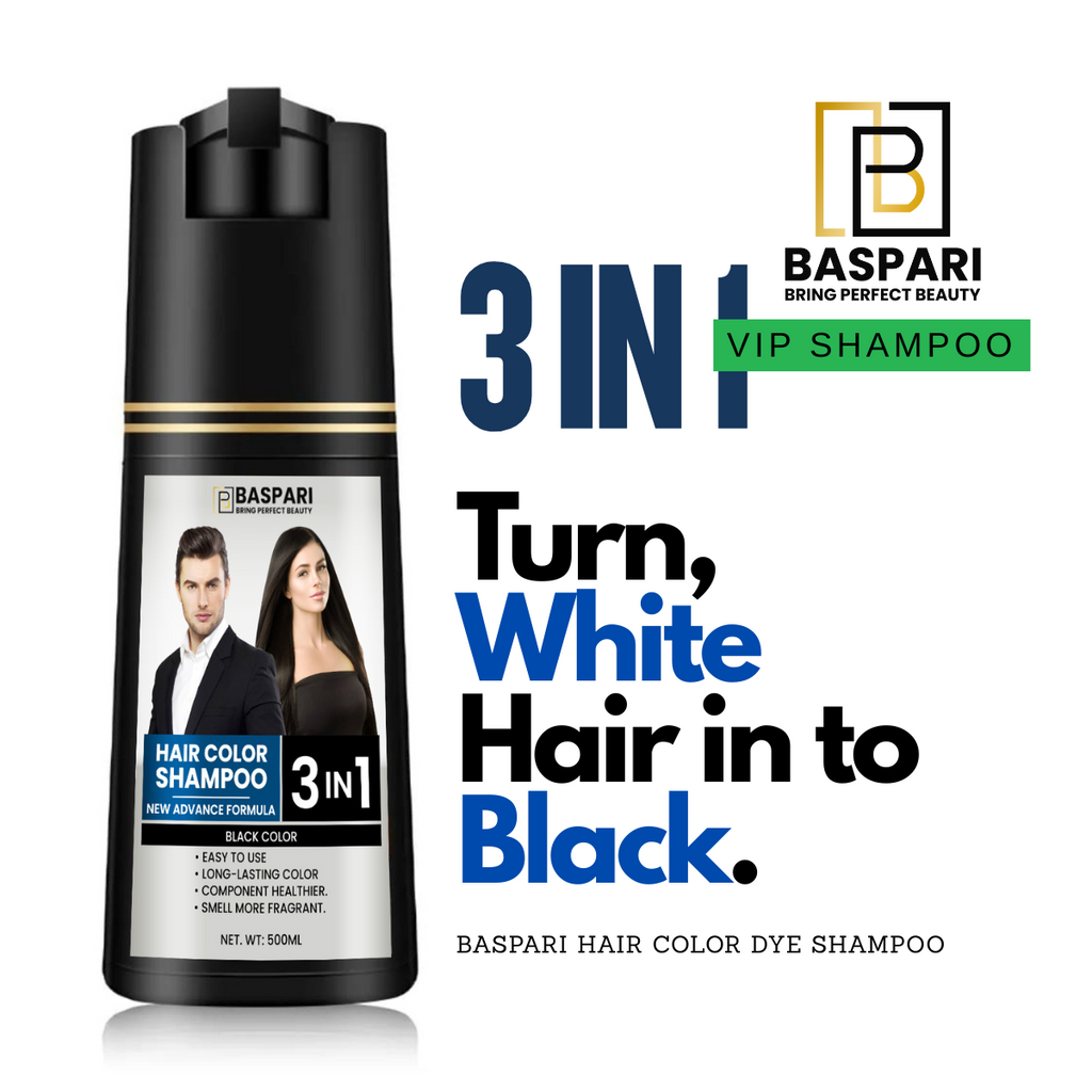 Baspari 3-in-1 Hair Color Dye Shampoo Men & Women (500ml)