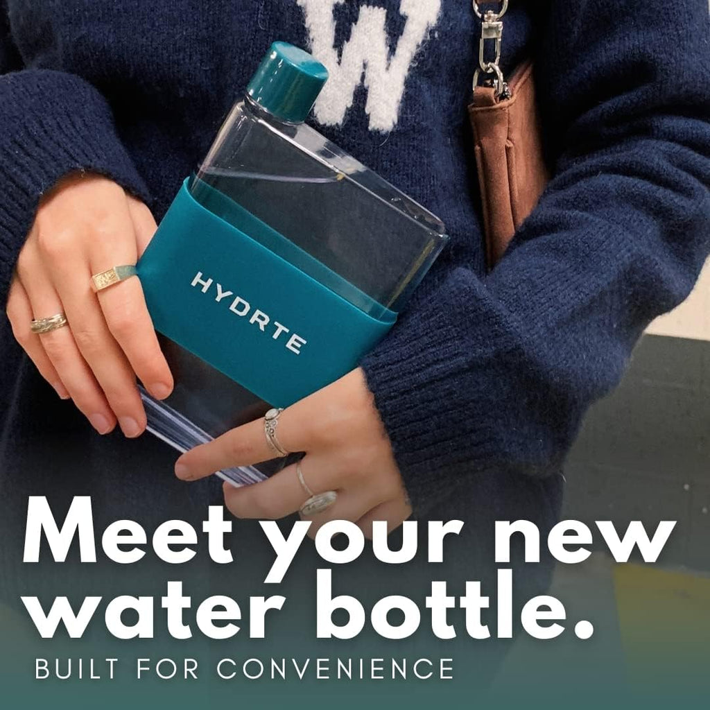HYDRTE Flat Water Bottle – Slim Leak-Proof Portable Water Bottle