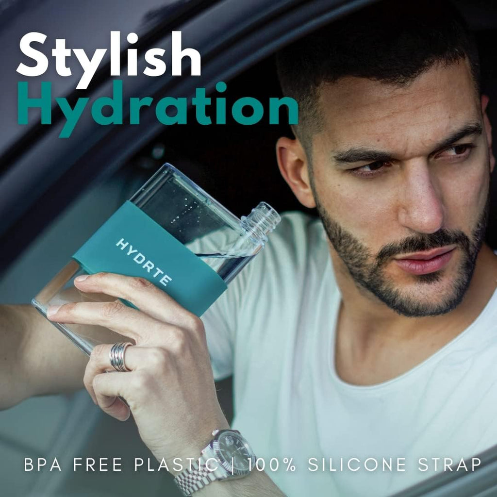 HYDRTE Flat Water Bottle – Slim Leak-Proof Portable Water Bottle