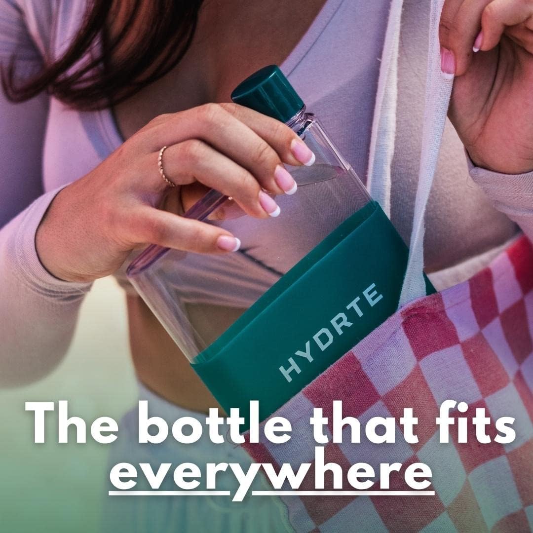HYDRTE Flat Water Bottle – Slim Leak-Proof Portable Water Bottle