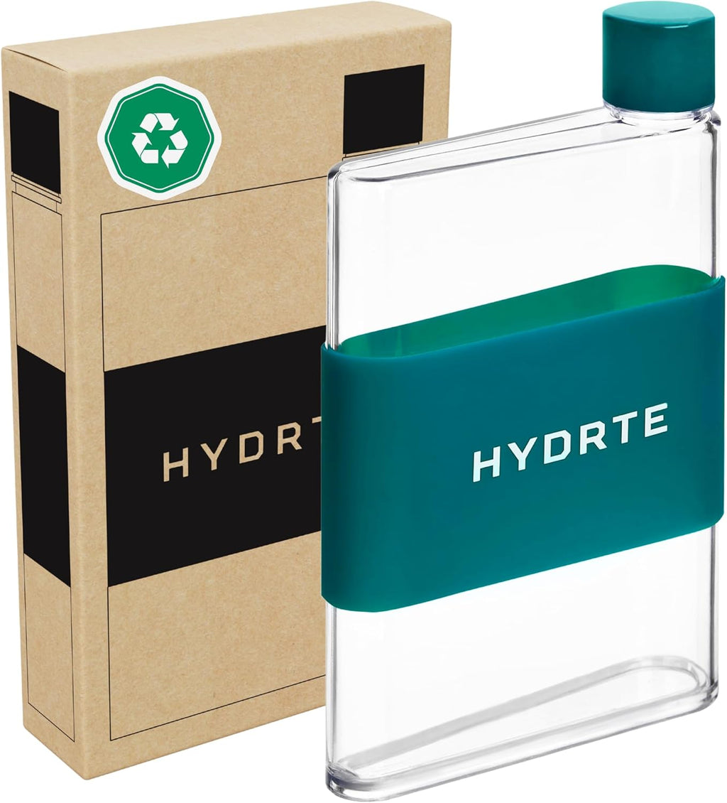 HYDRTE Flat Water Bottle – Slim Leak-Proof Portable Water Bottle