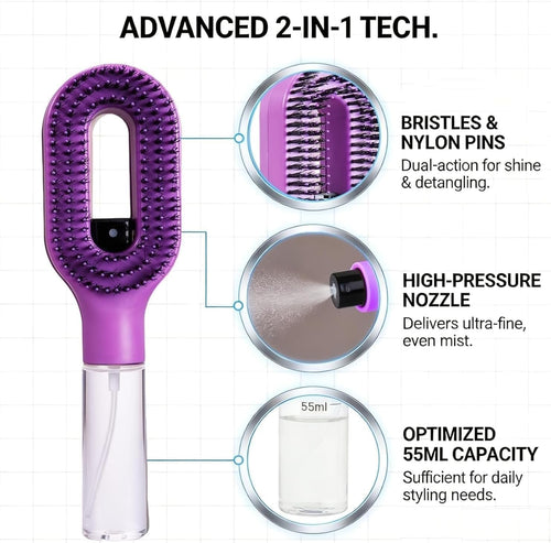 2-in-1 Spray Comb Hair Brush | Anti-Frizz Hair Styler