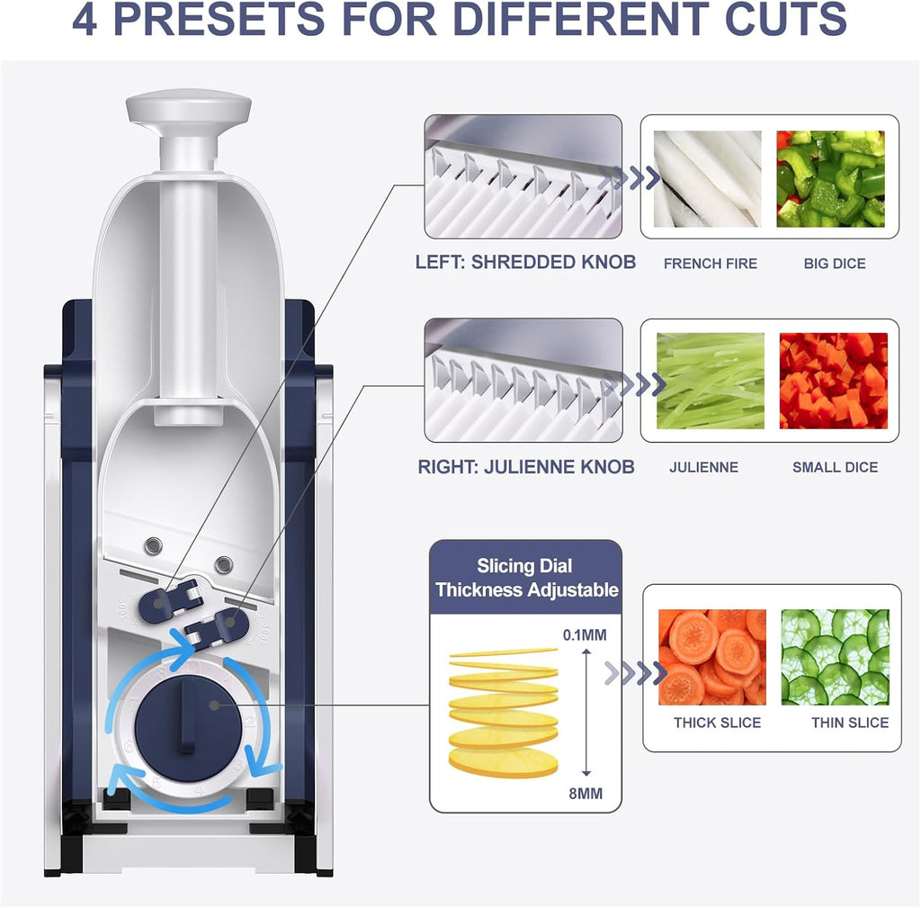 5 in 1 Vegetable Chopper, Mandolin Food Slicer, French Fry Cutter, Perfect For Kitchen