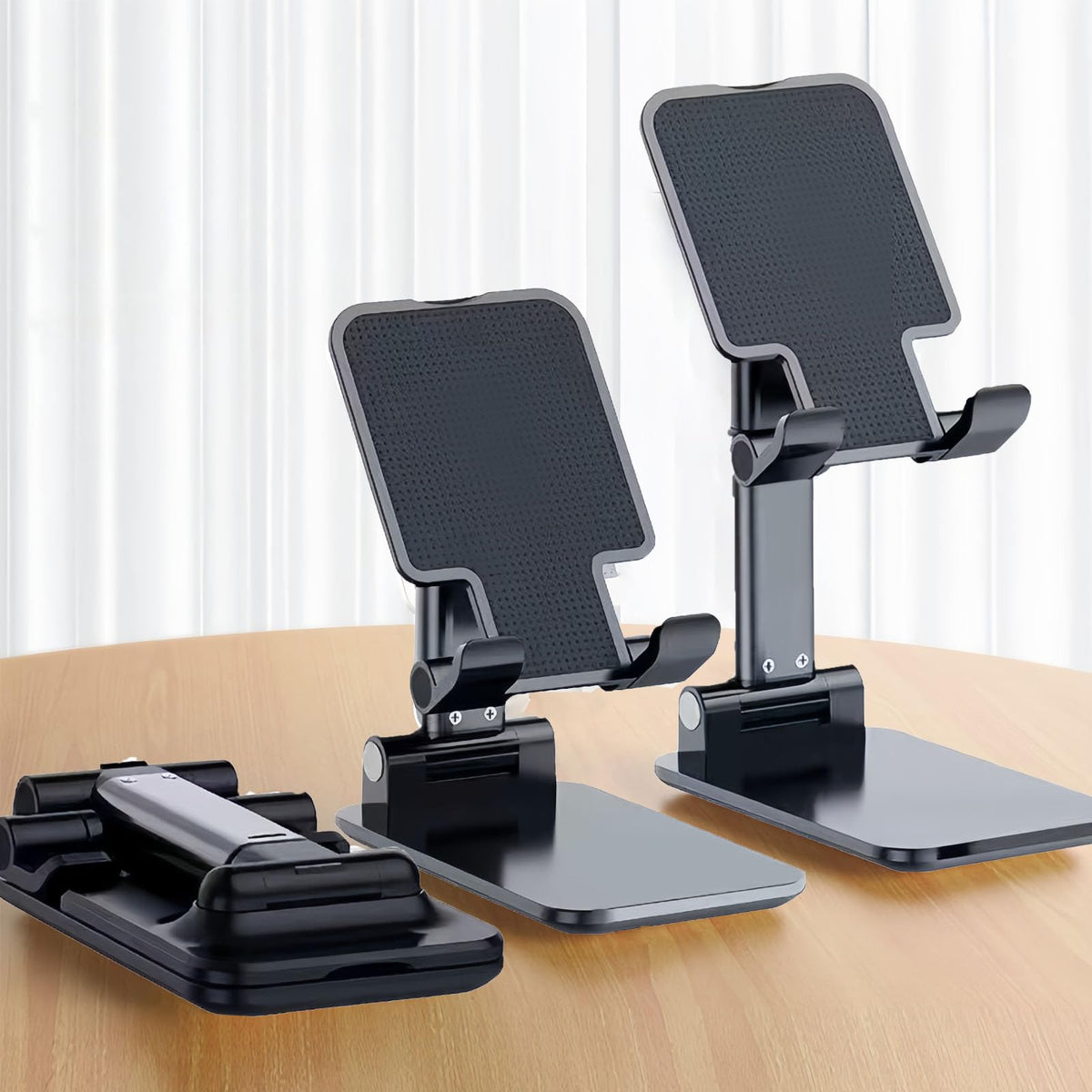 Table Cell Phone Stand, Fully Forldable Desk Mobile Phone Holder Stand, Angle Height Adjustable Desktop Tablet Holder for iPhone15 14 13 12 11 Pro XS Max XR 8 7 6S Plus, S20+Note10, Tablets, White