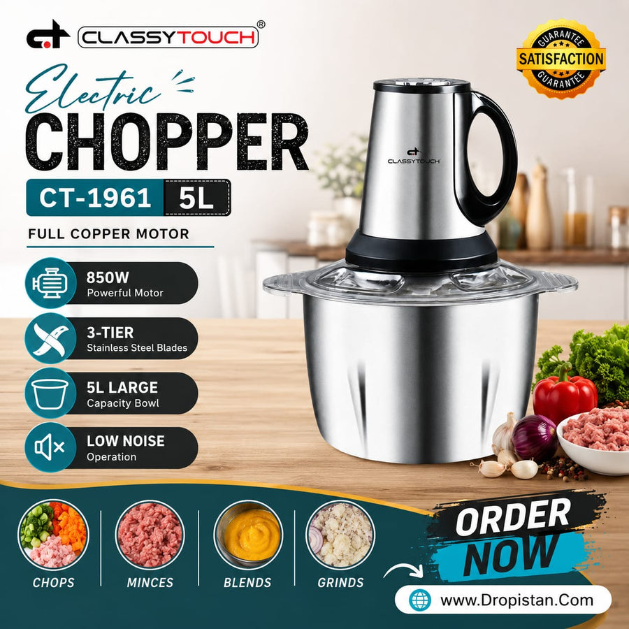 Electric Food Chopper 5L | 850W Stainless Steel Meat Grinder & Vegetable Processor