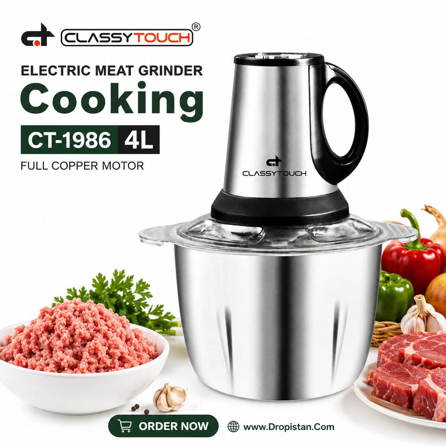 Electric Meat Grinder & Food Chopper 4L | Stainless Steel with Full Copper Motor