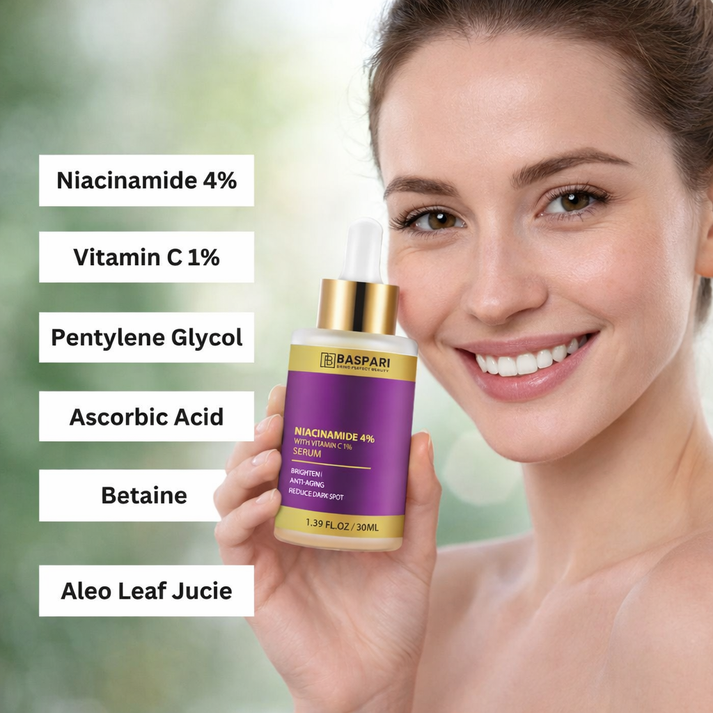 Baspari 3-in-1 Serum Set – Niacinamide 4% + Salicylic Acid 2% + Glycolic Acid 5%