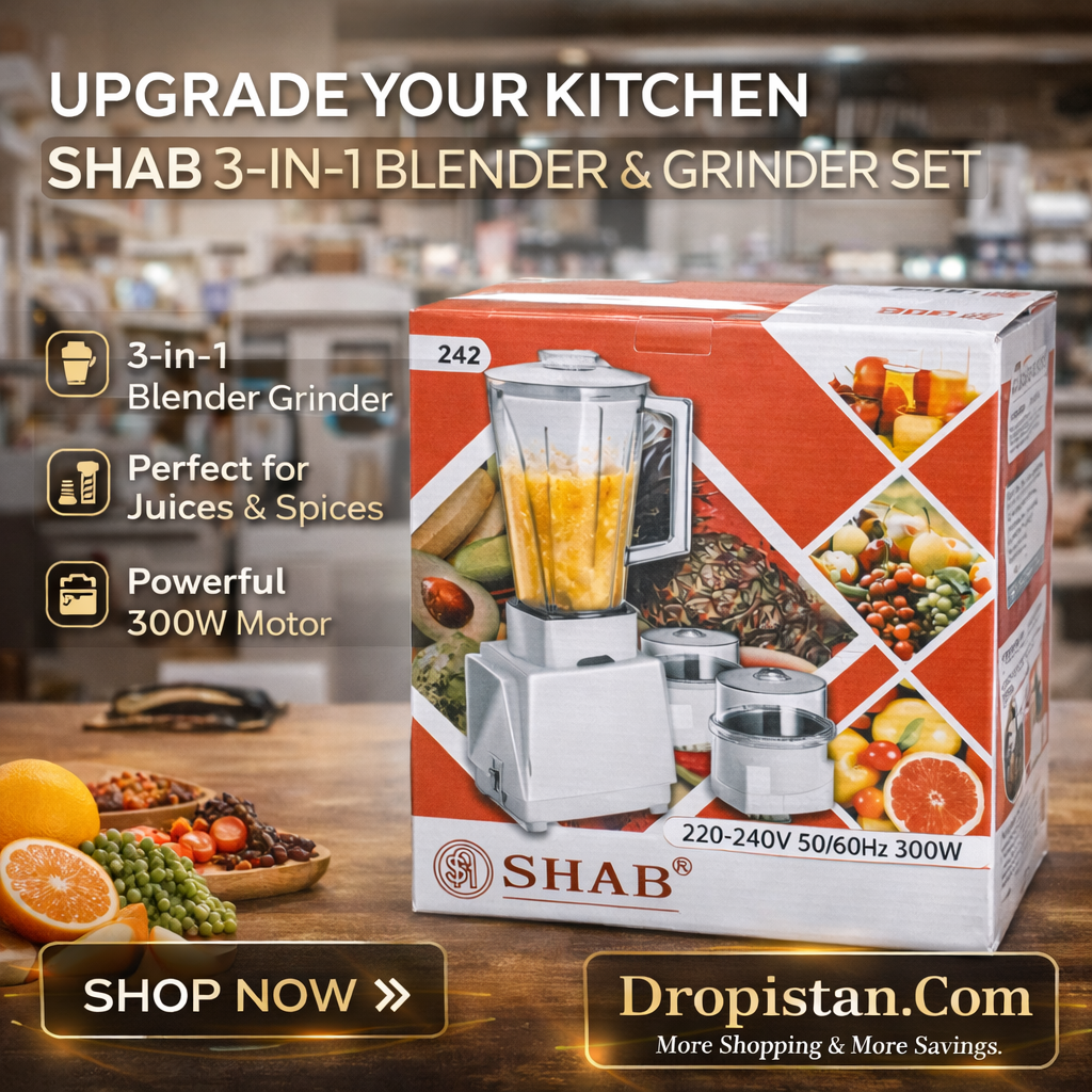 SHAB 3-in-1 Blender And Grinder Set – 300W Kitchen Blender for Juices, Spices And Mixing