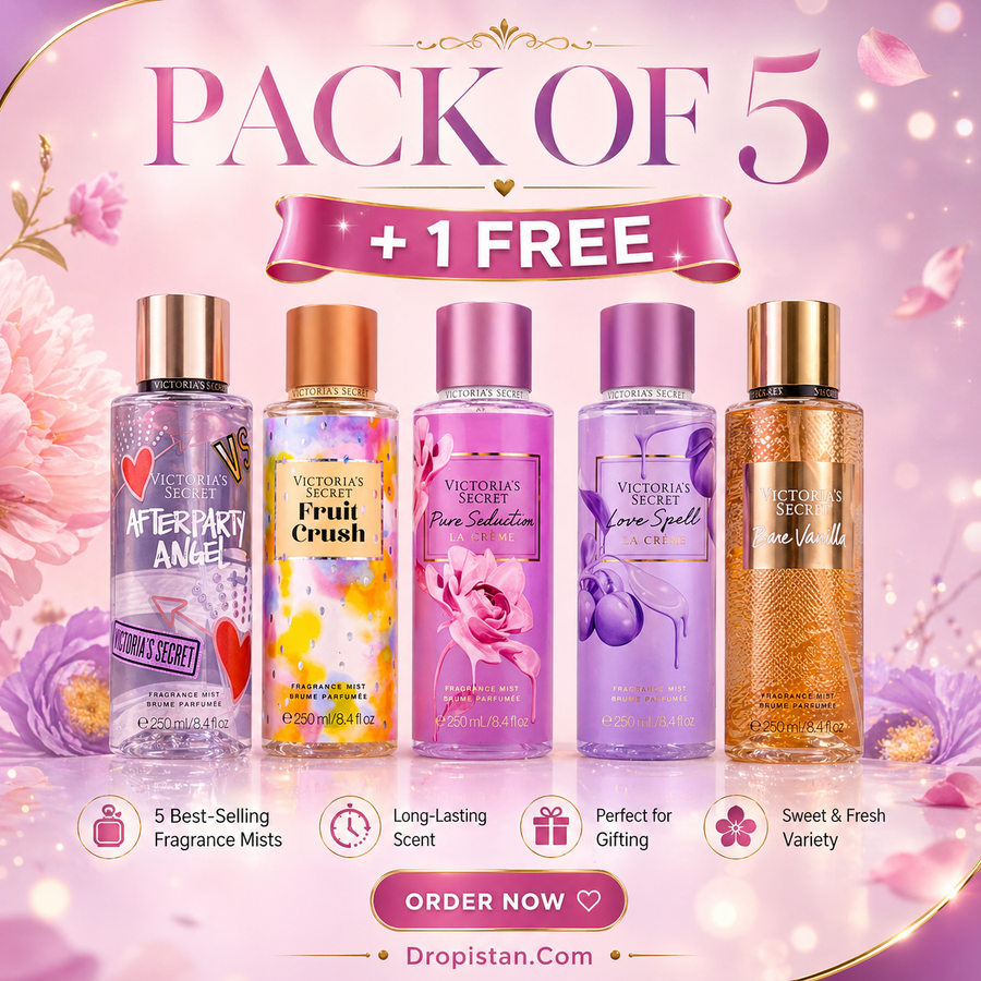 Victoria’s Secret Fragrance Mist Pack of 5 + 1 Free Gift (250 Ml)