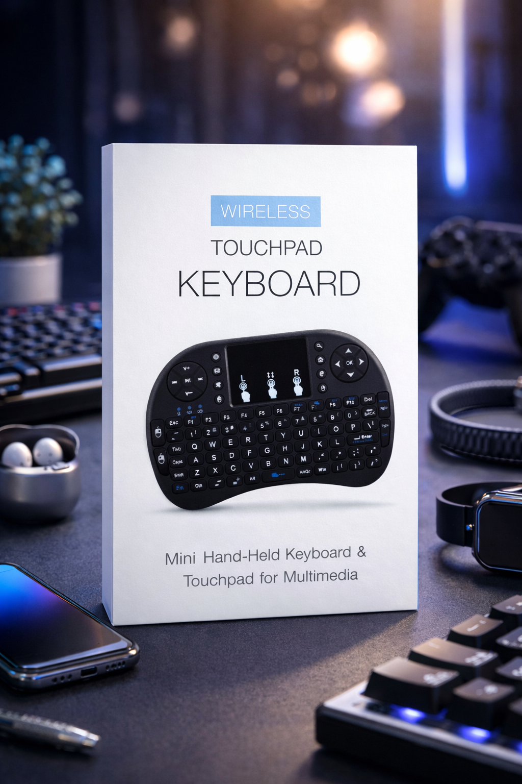 Wireless Touchpad Mini Keyboard – Handheld Multimedia Keyboard for TV, PC, Set-Top Box