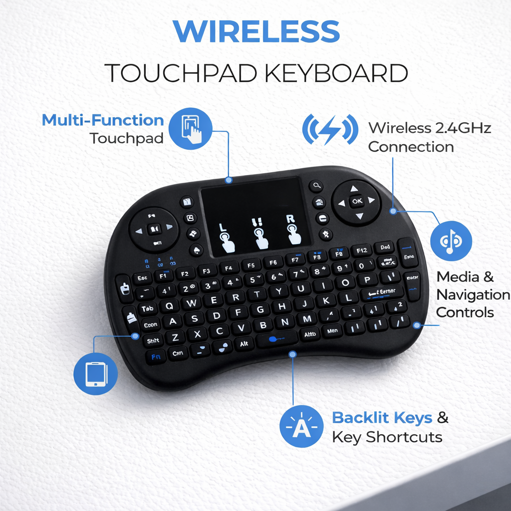 Wireless Touchpad Mini Keyboard – Handheld Multimedia Keyboard for TV, PC, Set-Top Box