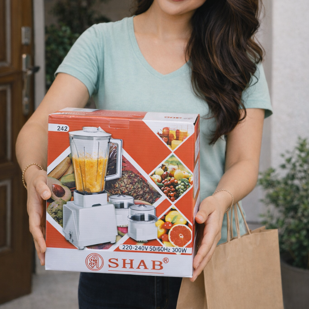 SHAB 3-in-1 Blender And Grinder Set – 300W Kitchen Blender for Juices, Spices And Mixing