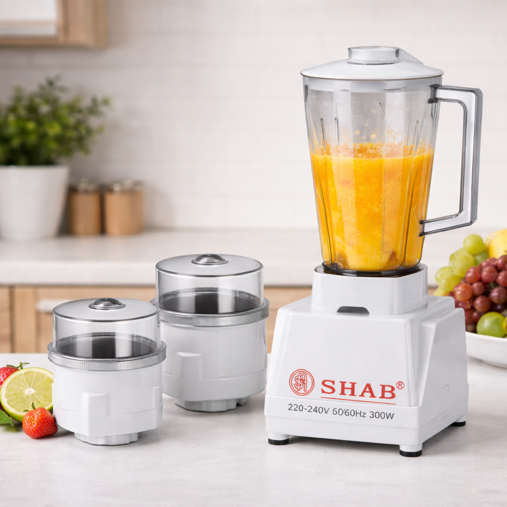SHAB 3-in-1 Blender And Grinder Set – 300W Kitchen Blender for Juices, Spices And Mixing