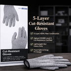 5-Layer Cut-Resistant Gloves – EN388 Level 5 Food Safe Safety Gloves