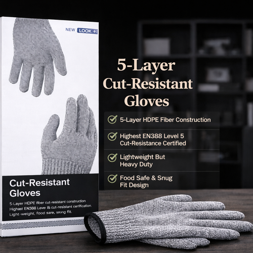 5-Layer Cut-Resistant Gloves – EN388 Level 5 Food Safe Safety Gloves