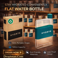 HYDRTE Flat Water Bottle – Slim Leak-Proof Portable Water Bottle