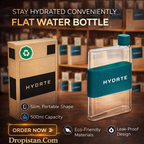 HYDRTE Flat Water Bottle – Slim Leak-Proof Portable Water Bottle