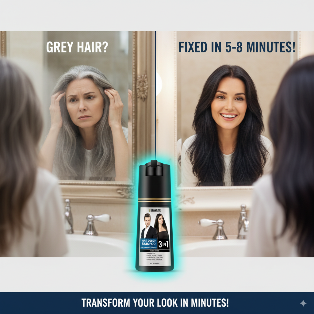 Baspari 3-in-1 Hair Color Dye Shampoo | For Men & Women (500ml)