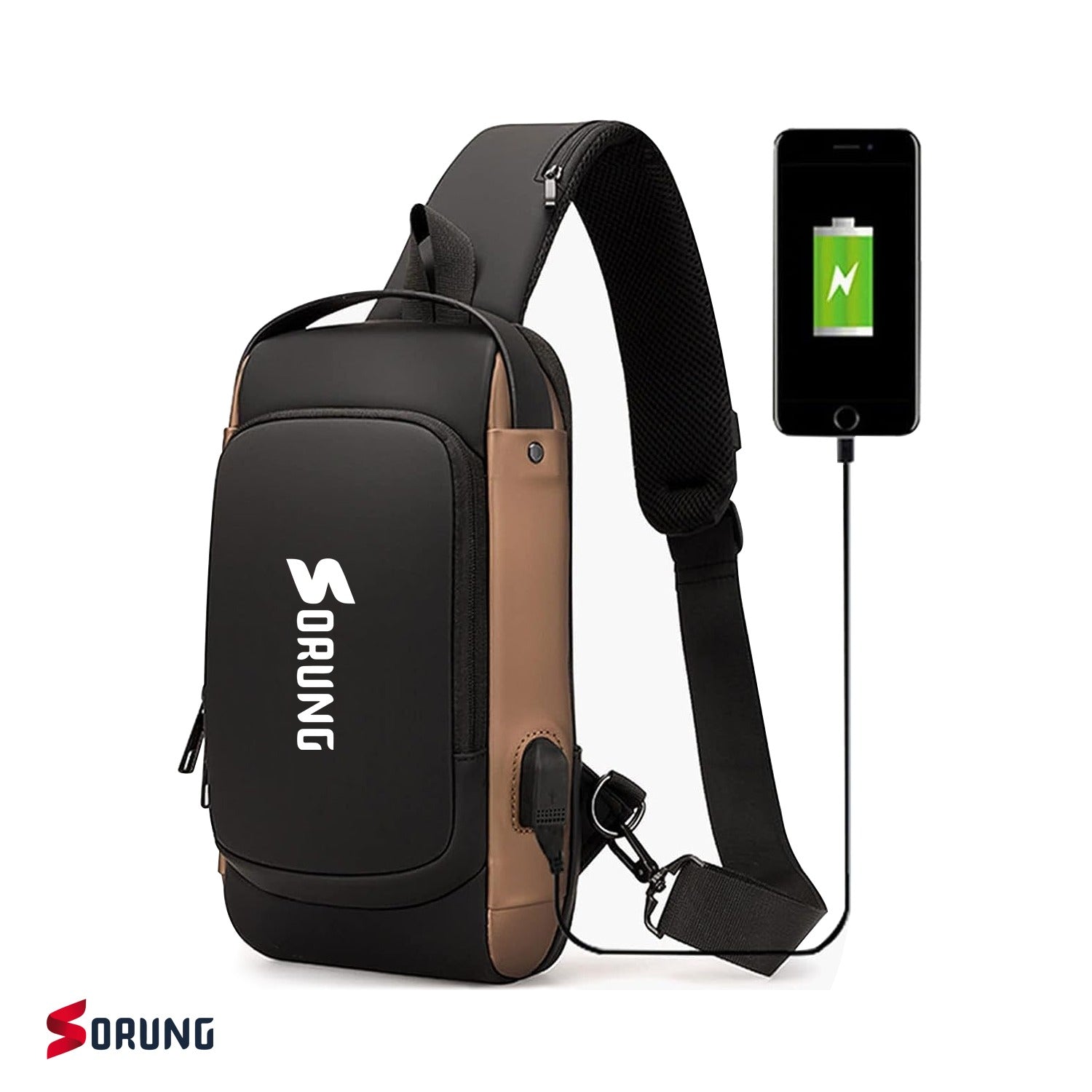 Anti-Theft Sling Bag with USB Charging Port | Waterproof Crossbody Tech Backpack for Men