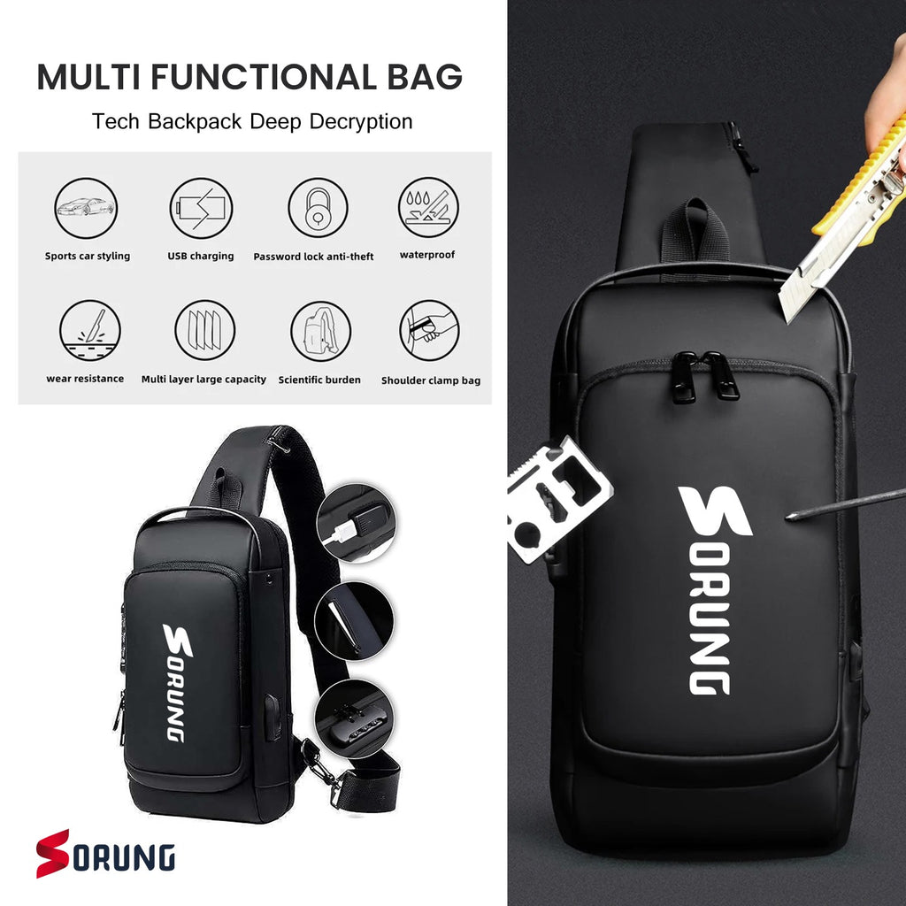 Anti-Theft Sling Bag with USB Charging Port | Waterproof Crossbody Tech Backpack for Men