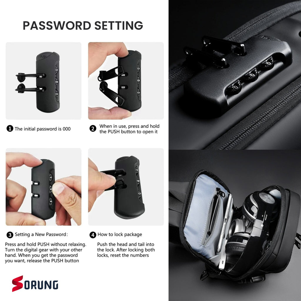 Anti-Theft Sling Bag with USB Charging Port | Waterproof Crossbody Tech Backpack for Men