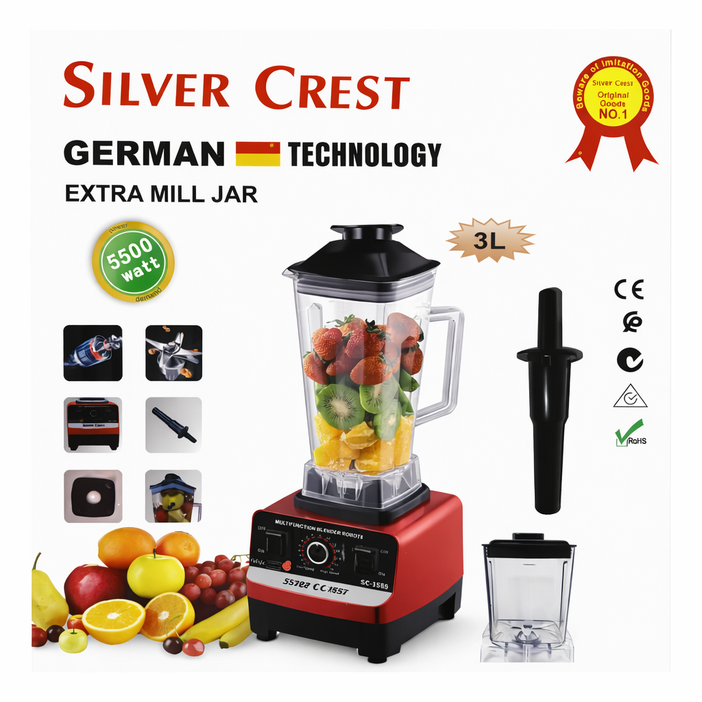 Silver Crest Blender Juicer German Technology 3L 5500W