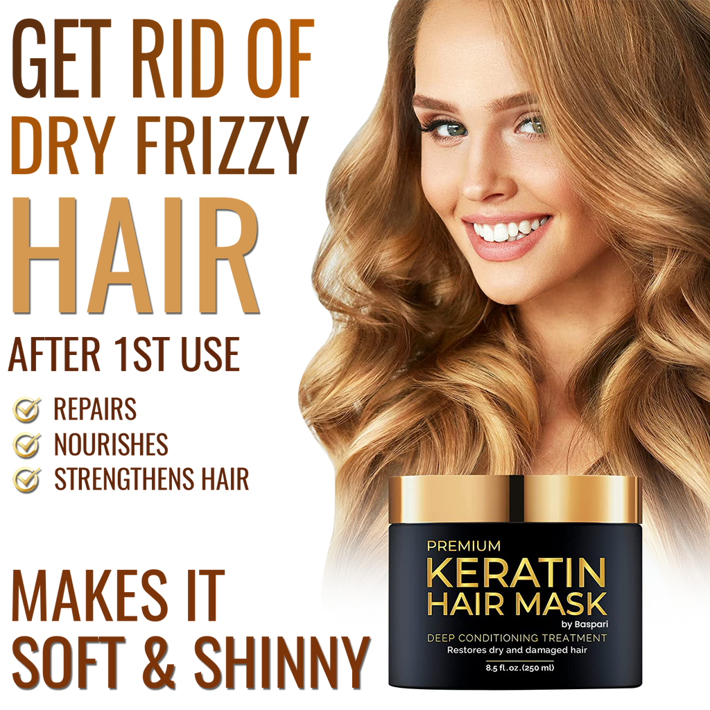 Baspari Premium Keratin Mask Intensive Hair Repair for Silky Smooth, Frizze-Free