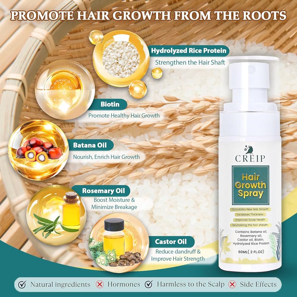 CREIP Hair Growth Spray Power of Batana Oil For Fuller Thicker Hair 60 Ml