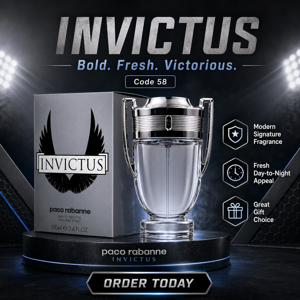 Invictus Style Men’s Perfume 100 Ml– Code 58
