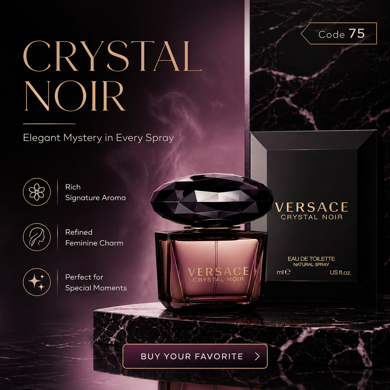 Versace Crystal Noir Style Women’s Perfume – Code 75