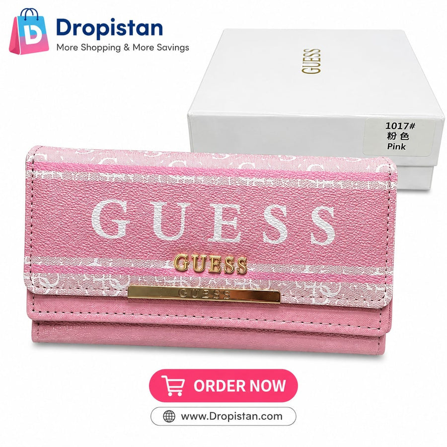 GUESS Women’s Pink Long Wallet – Premium Stylish Ladies Wallet