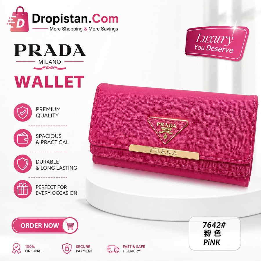 Luxury Pink Ladies Wallet – Stylish & Spacious Long Wallet