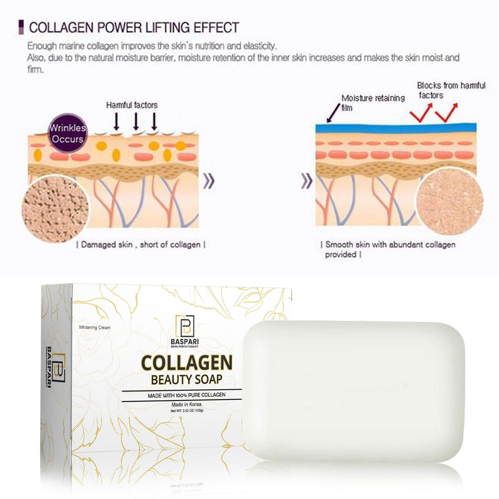 Baspari 3 in 1 Set Collagen Cream Soap & Serum Made In USA