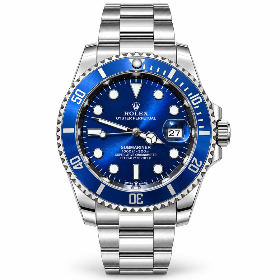 Blue Dial Silver Luxury Sport Men's Watch