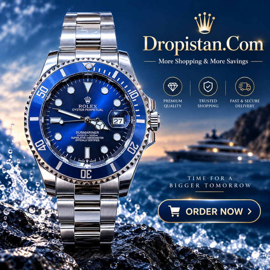 Blue Dial Silver Luxury Sport Men's Watch