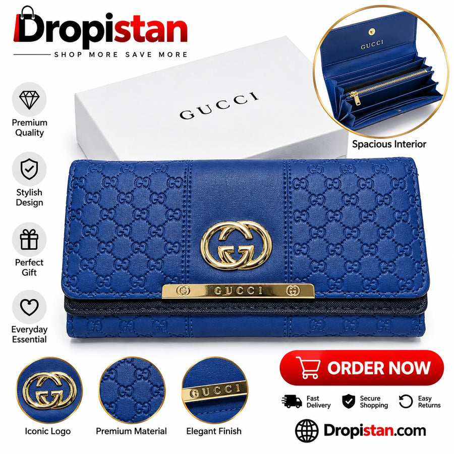 Premium Blue Long Wallet – Spacious & Stylish Design