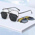 Lenzool 3-In-1 Stainless Steel Clip on Eyeglasses with Spring Hinge, Suitable for Driving