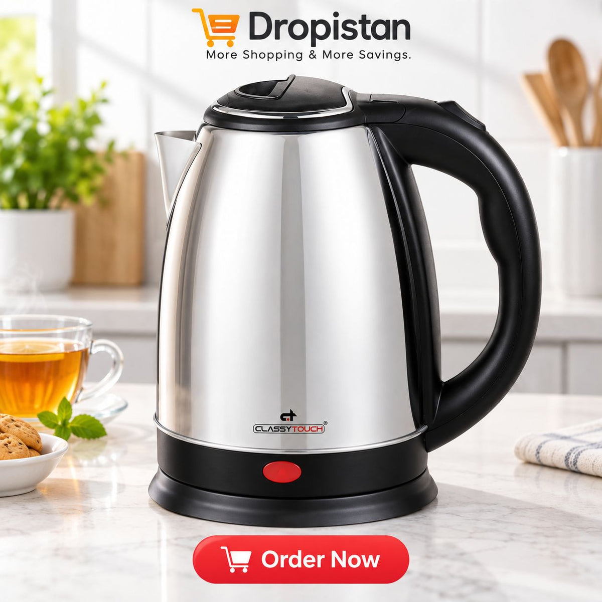 Classy Touch 2.0L 1500W stainless steel electric kettle - Dropistan UAE