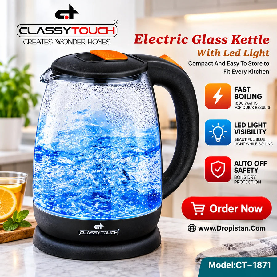 ⚡ Classy Touch CT-1871 Electric Glass Kettle with LED Light