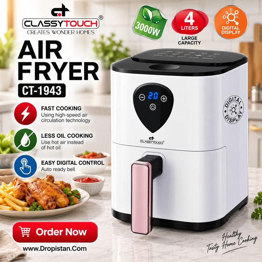 🔥 Classy Touch CT-1943 Digital Air Fryer 4L 3000W – Healthy Fast Cooking