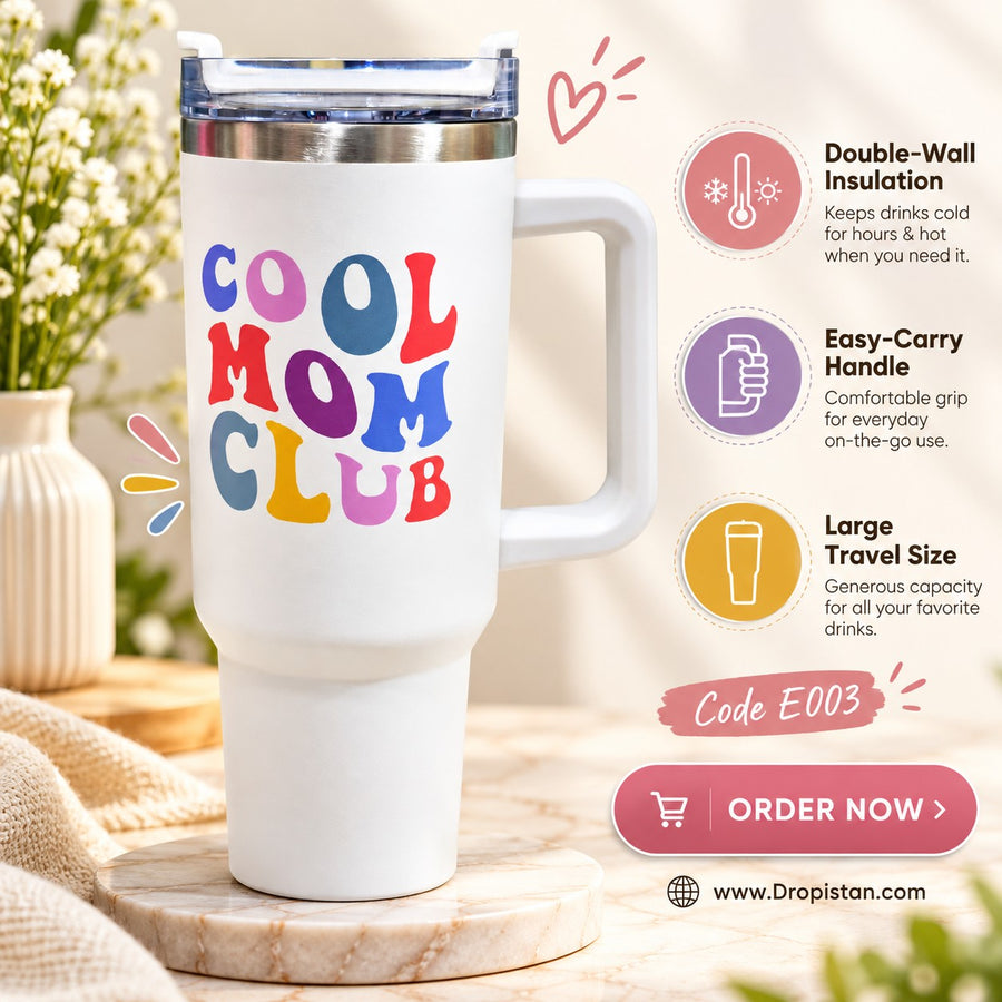 Premium Insulated Travel Tumbler with Handle – 10 Designs
